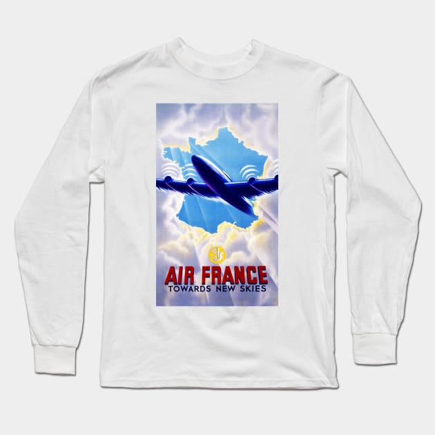 Vintage Travel Poster France Long Sleeve T-Shirt by vintagetreasure